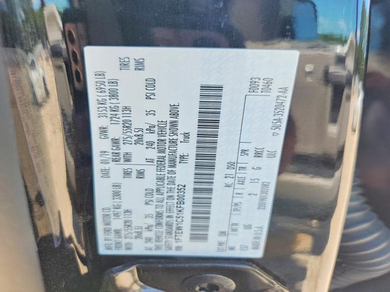 2019 FORD F150 SUPERCREW 12