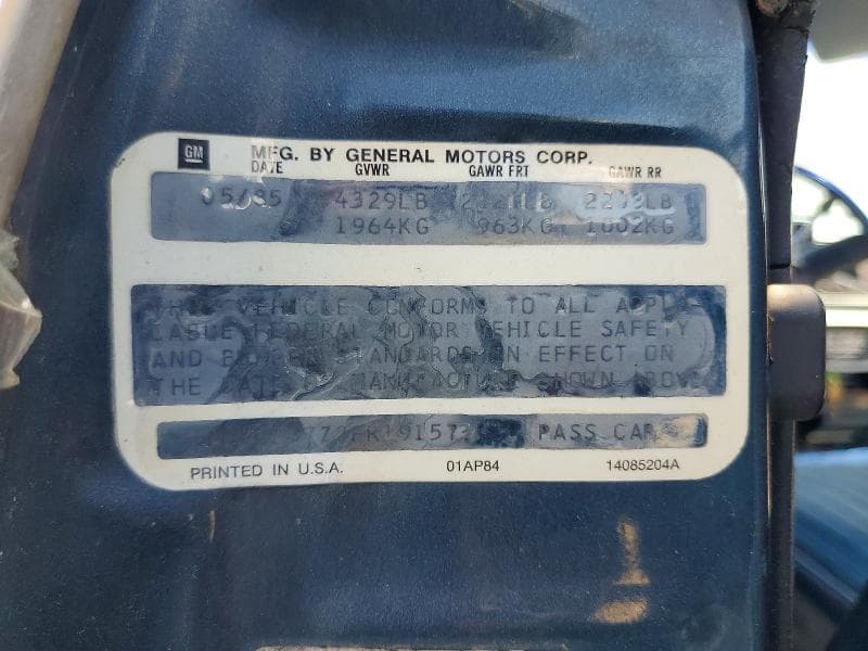 1985 CHEVROLET MONTE CARLO 12