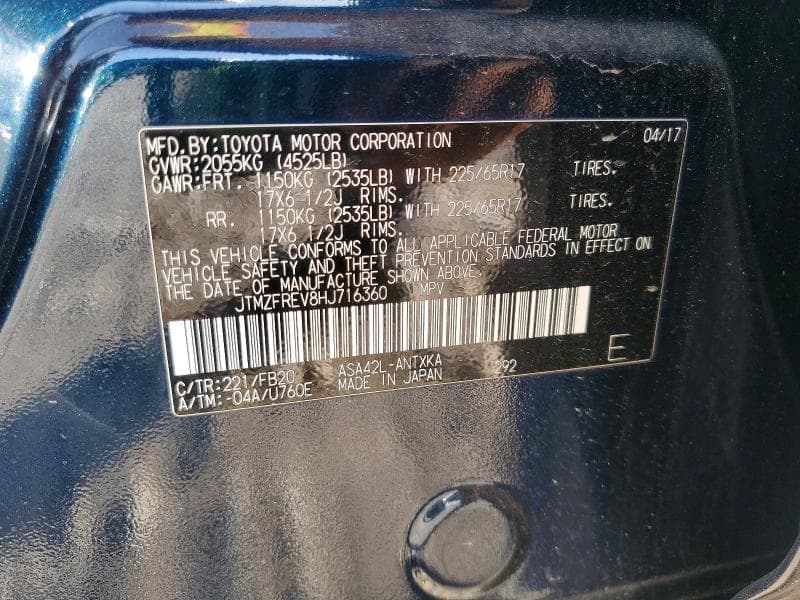 2017 TOYOTA RAV4 LE 12