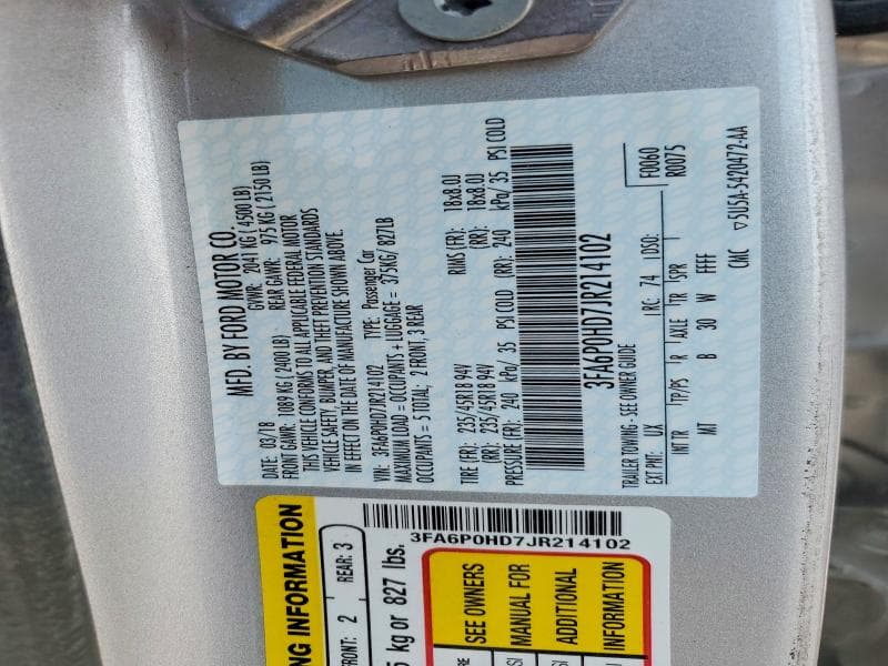 2018 FORD FUSION SE 12
