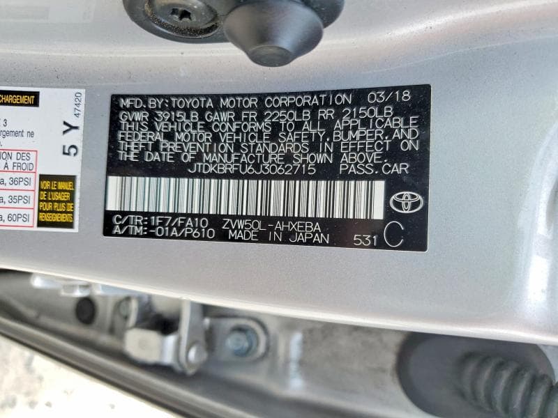 2018 TOYOTA PRIUS TWO 12