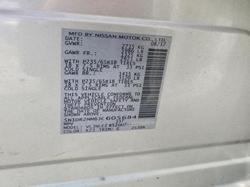2018 NISSAN PATHFINDER SV 13