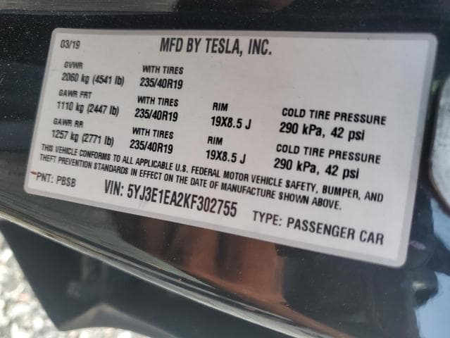 2019 TESLA MODEL 3 13