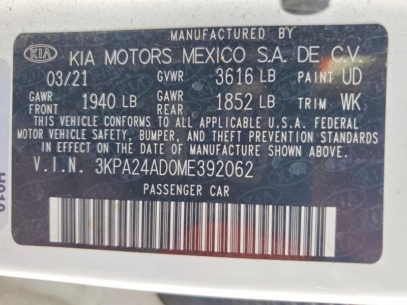 2021 KIA RIO LX 12