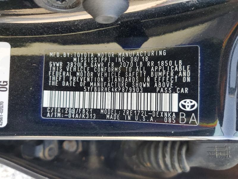 2019 TOYOTA COROLLA LE 13