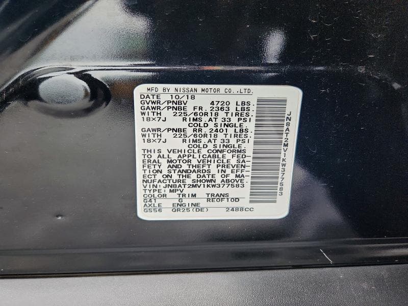 2019 NISSAN ROGUE SV 13