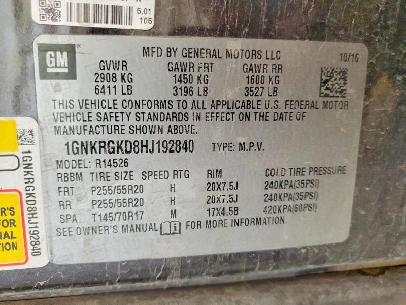 2017 CHEVROLET TRAVERSE LT 14