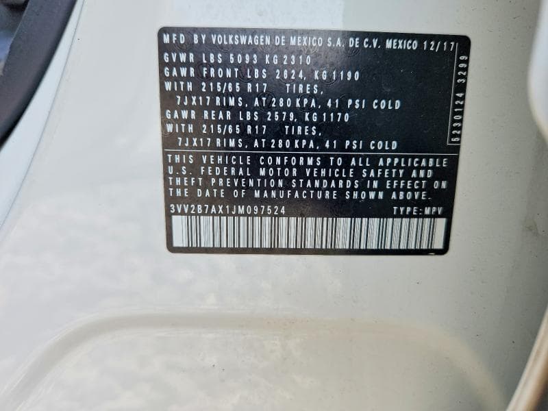 2018 VOLKSWAGEN TIGUAN SE 12
