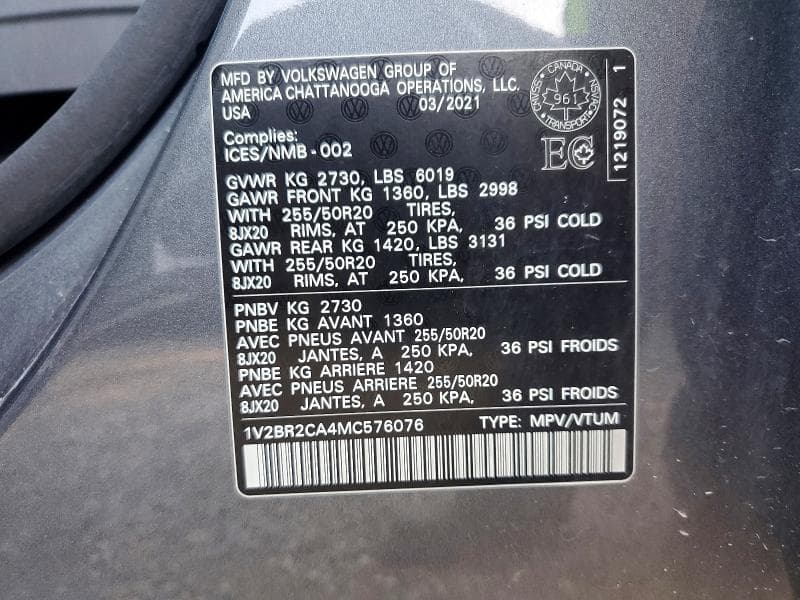 2021 VOLKSWAGEN ATLAS SEL 13