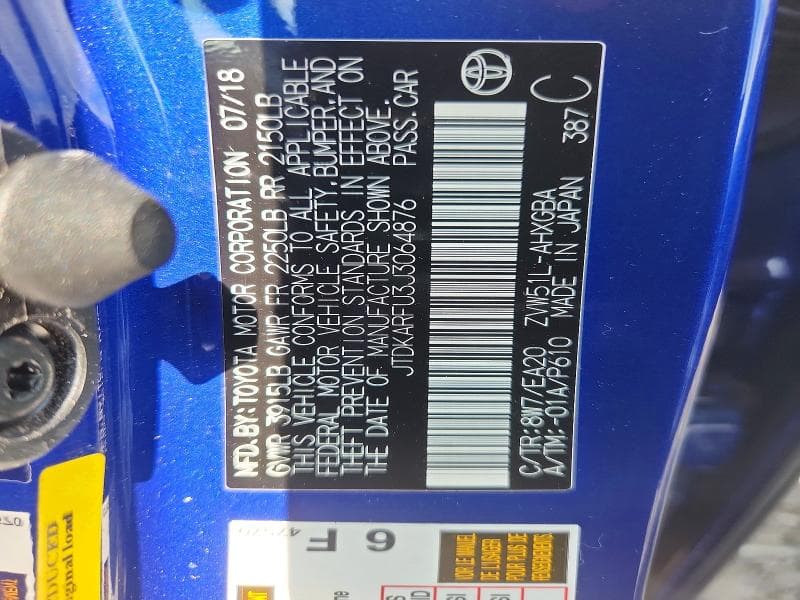 2018 TOYOTA PRIUS FOUR 12
