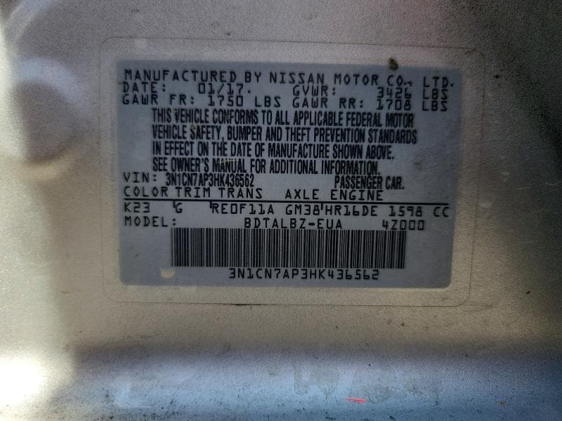 2017 NISSAN VERSA 1.6 SV 13