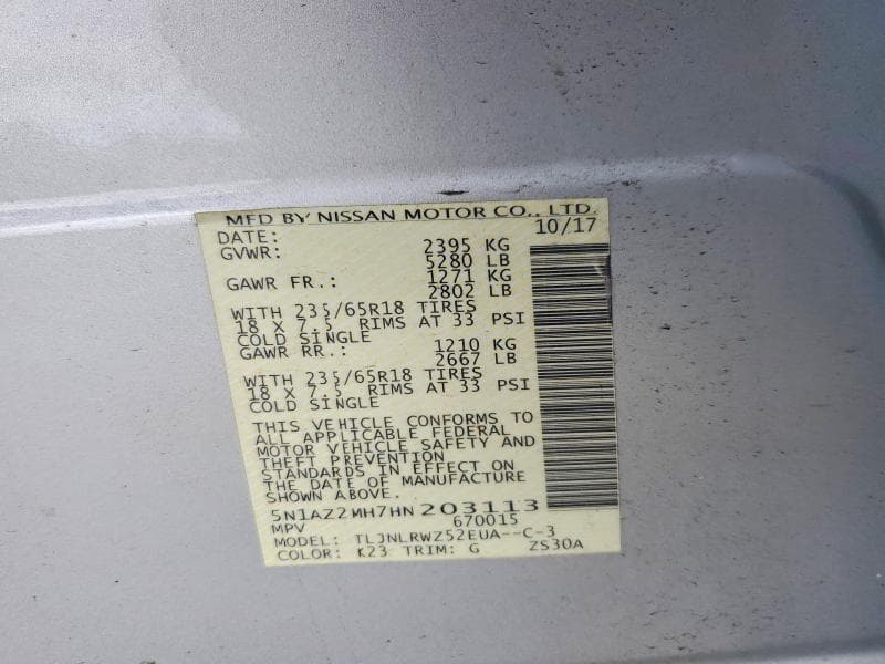 2017 NISSAN MURANO SL 13