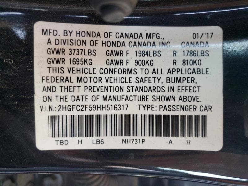 2017 HONDA CIVIC LX 12