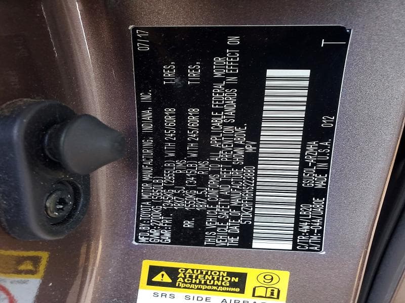 2017 TOYOTA HIGHLANDER XLE 12