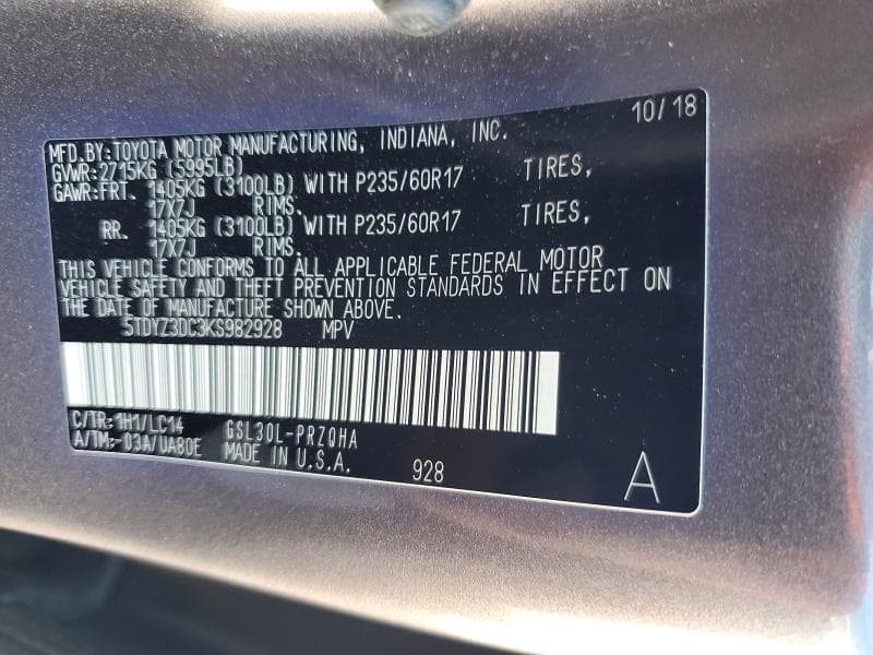 2019 TOYOTA SIENNA XLE PREMIUM 8-PASSENGER 13
