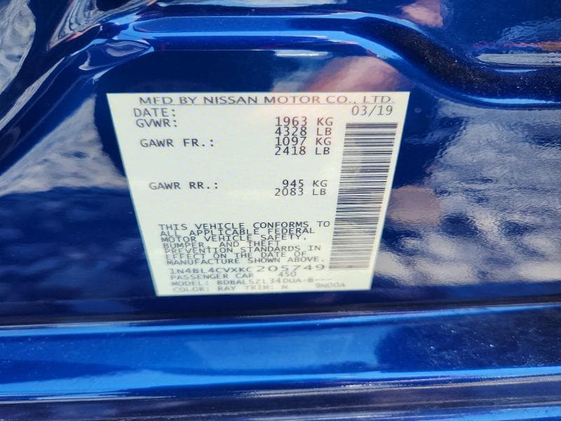 2019 NISSAN ALTIMA SR 13