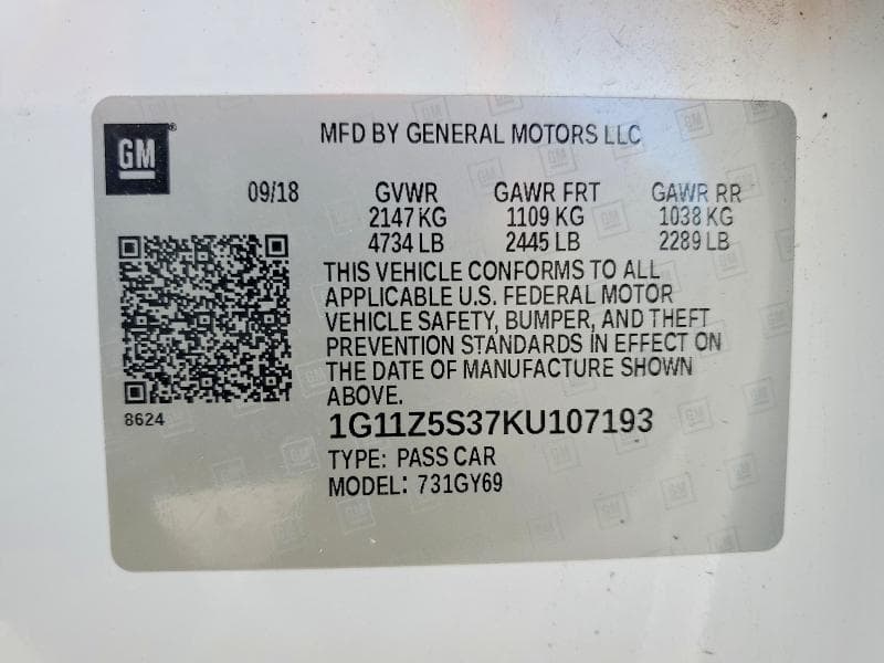 2019 CHEVROLET IMPALA LT 13
