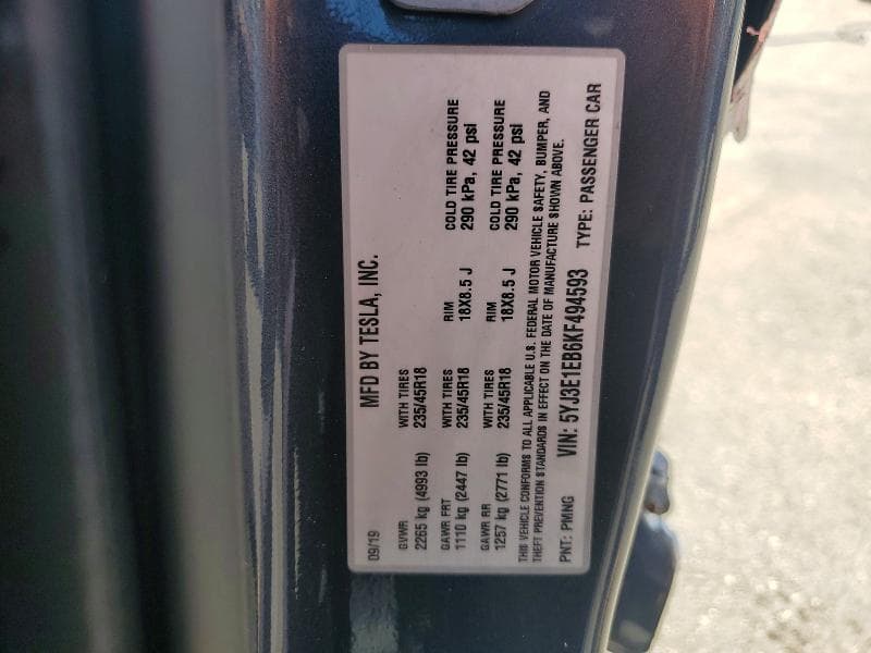 2019 TESLA MODEL 3 13