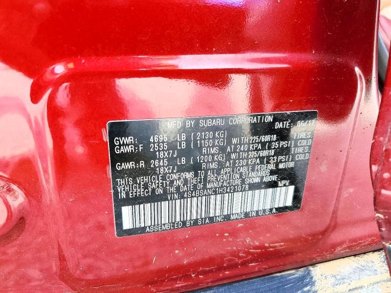 2017 SUBARU OUTBACK 2.5I LIMITED 14