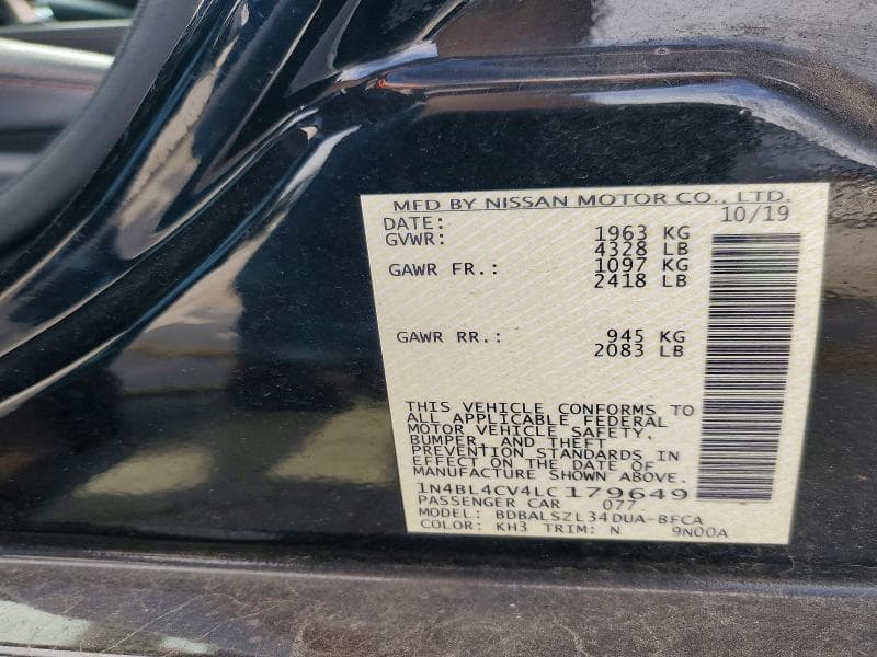 2020 NISSAN ALTIMA SR 13