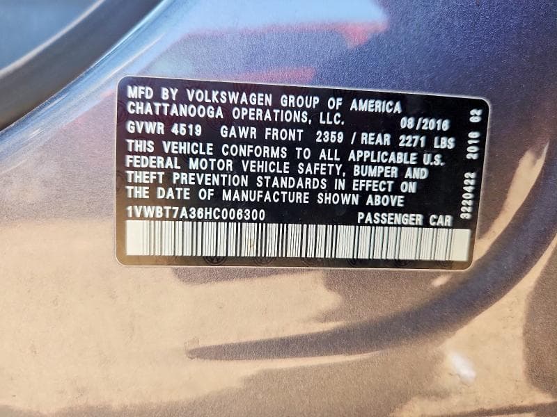 2017 VOLKSWAGEN PASSAT SE 12