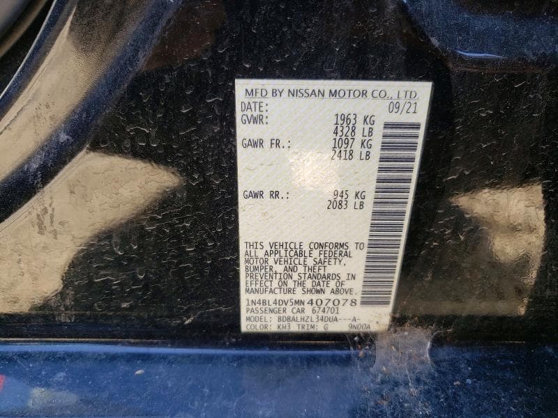 2021 NISSAN ALTIMA SV SV 13