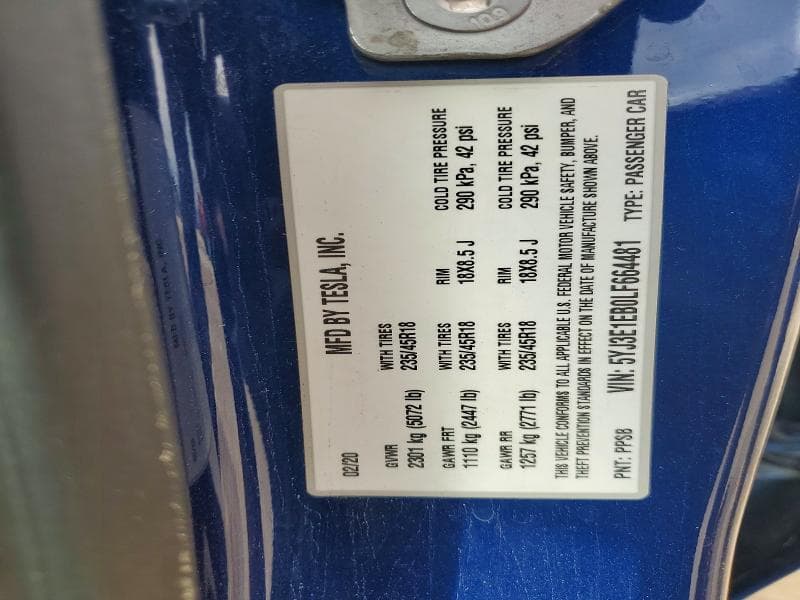 2020 TESLA MODEL 3 12