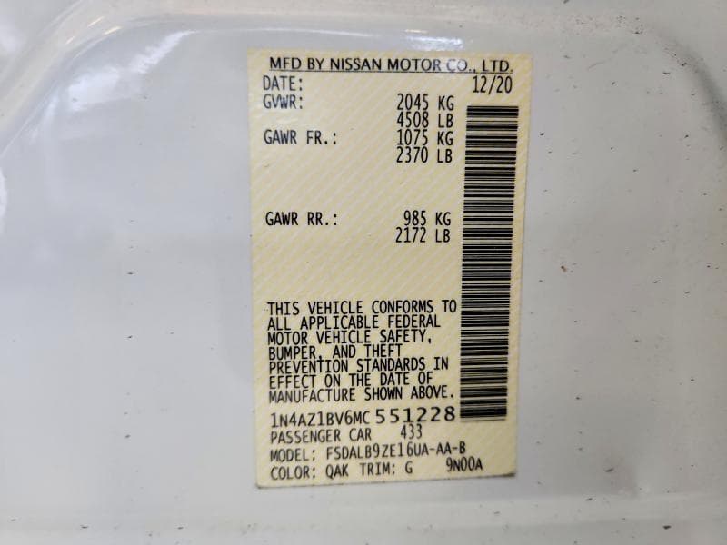 2021 NISSAN LEAF S 12