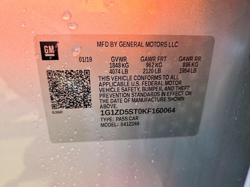 2019 CHEVROLET MALIBU LT 12