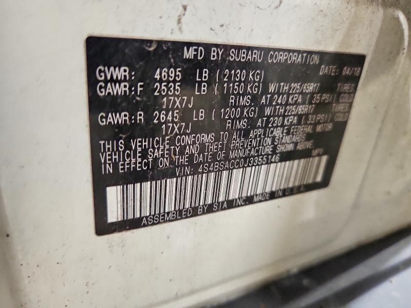 2018 SUBARU OUTBACK 2.5I PREMIUM 13