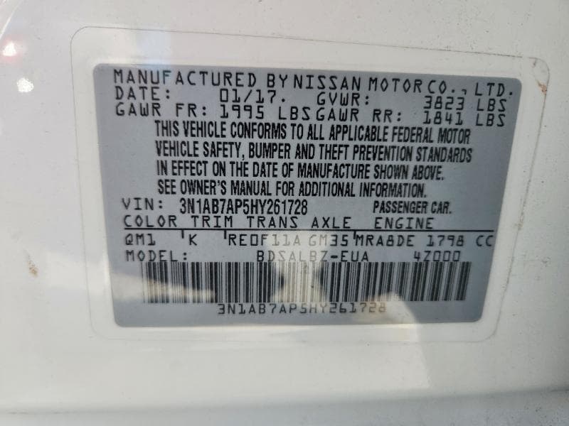 2017 NISSAN SENTRA S 12