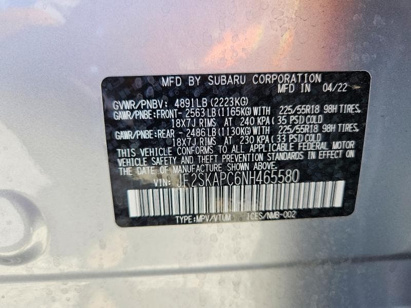 2022 SUBARU FORESTER LIMITED 13