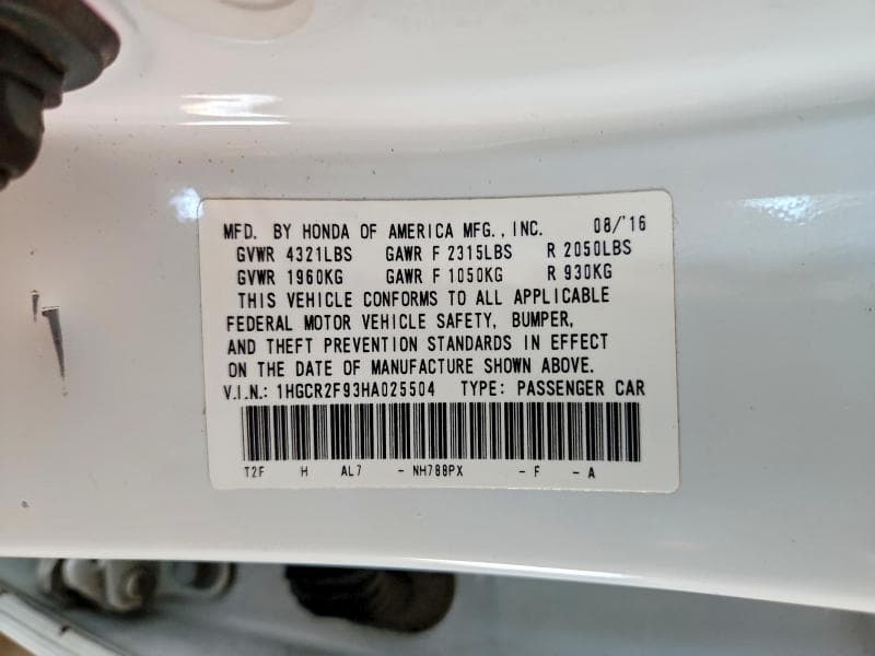 2017 HONDA ACCORD EXL 12