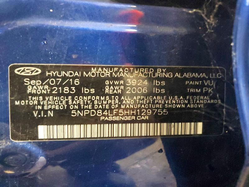 2017 HYUNDAI ELANTRA SE 12