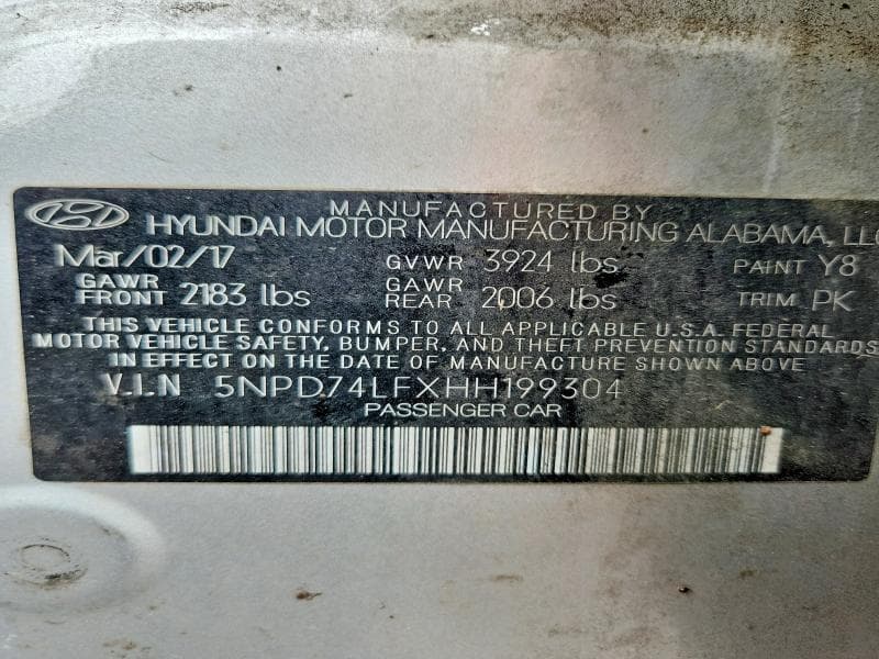 2017 HYUNDAI ELANTRA SE 12