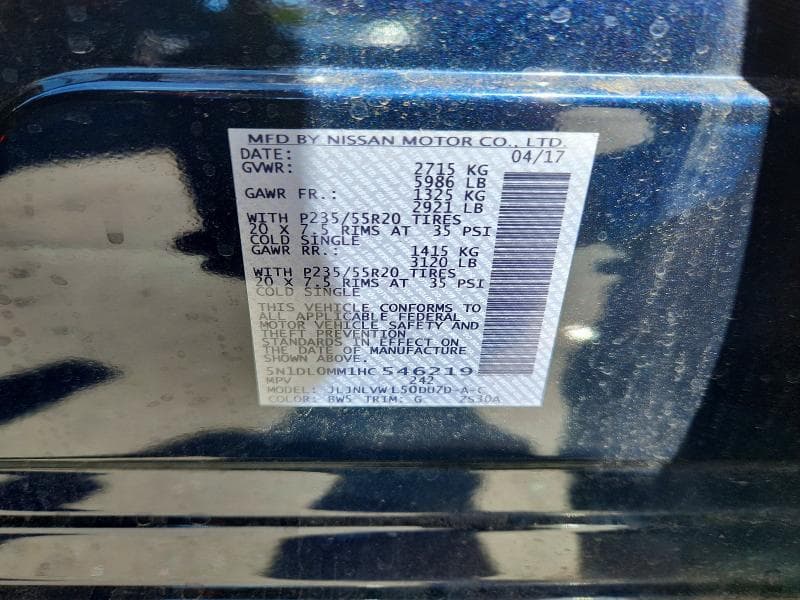 2017 INFINITI QX60 BASE 14