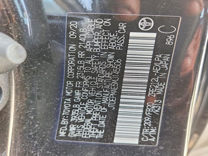 2021 TOYOTA COROLLA LE 12