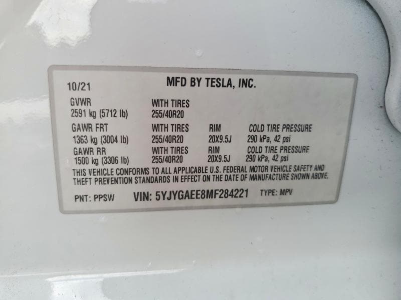 2021 TESLA MODEL Y 14
