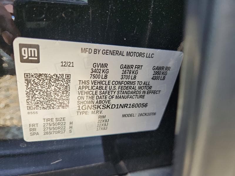 2022 CHEVROLET TAHOE K1500 PREMIER 13