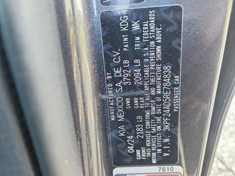 2024 KIA FORTE LXS 12