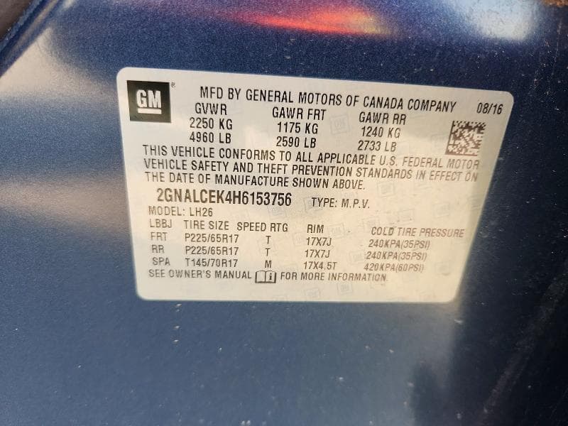 2017 CHEVROLET EQUINOX LT 13