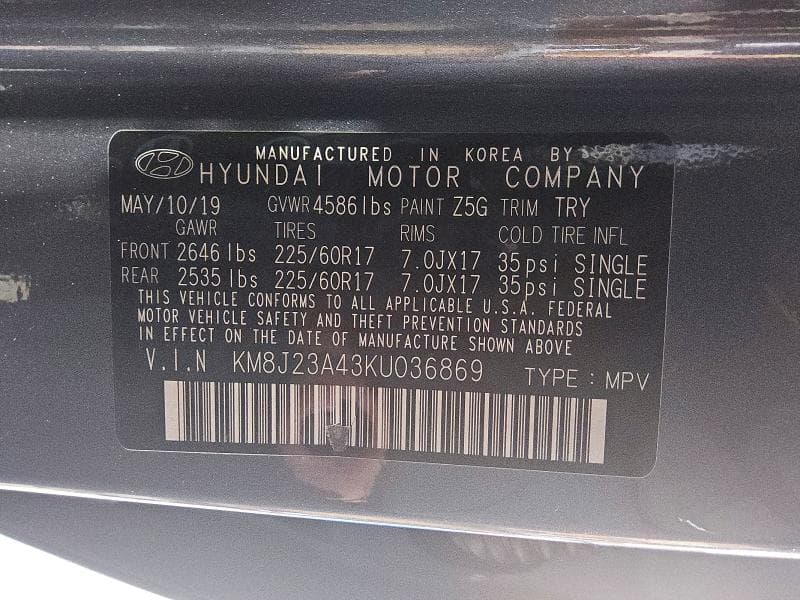 2019 HYUNDAI TUCSON SE 13