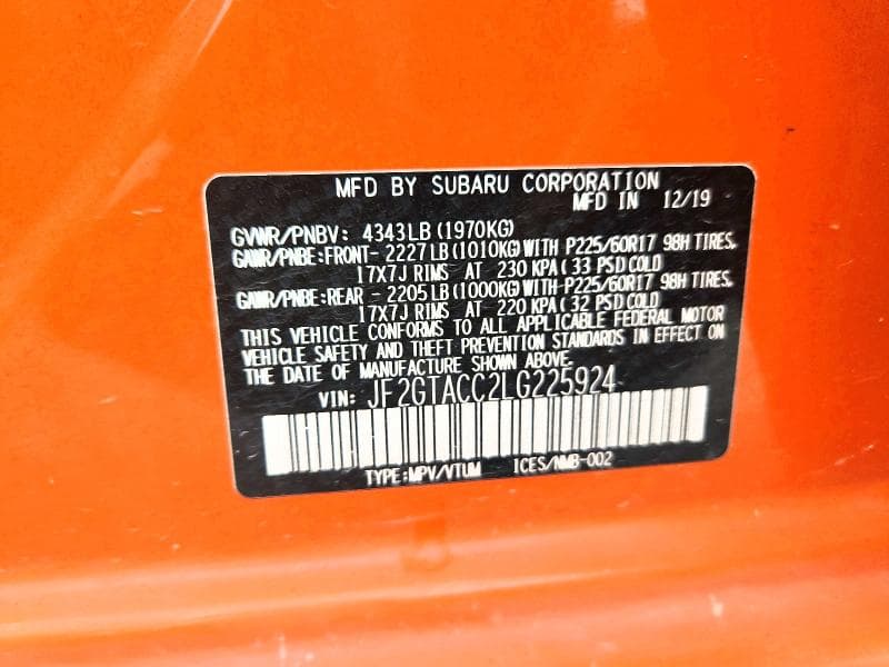 2020 SUBARU CROSSTREK PREMIUM 13