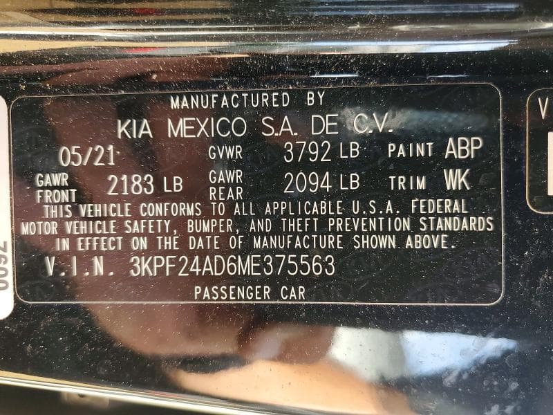 2021 KIA FORTE FE 12