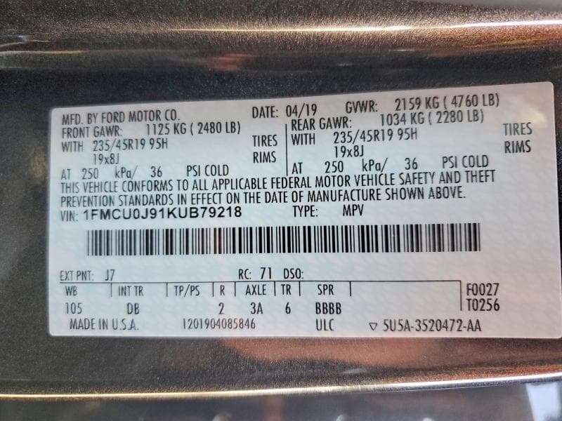 2019 FORD ESCAPE TITANIUM 14