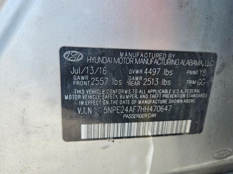 2017 HYUNDAI SONATA SE 12