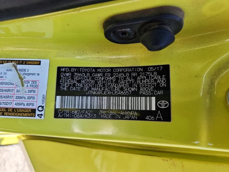 2017 TOYOTA COROLLA IM BASE 12