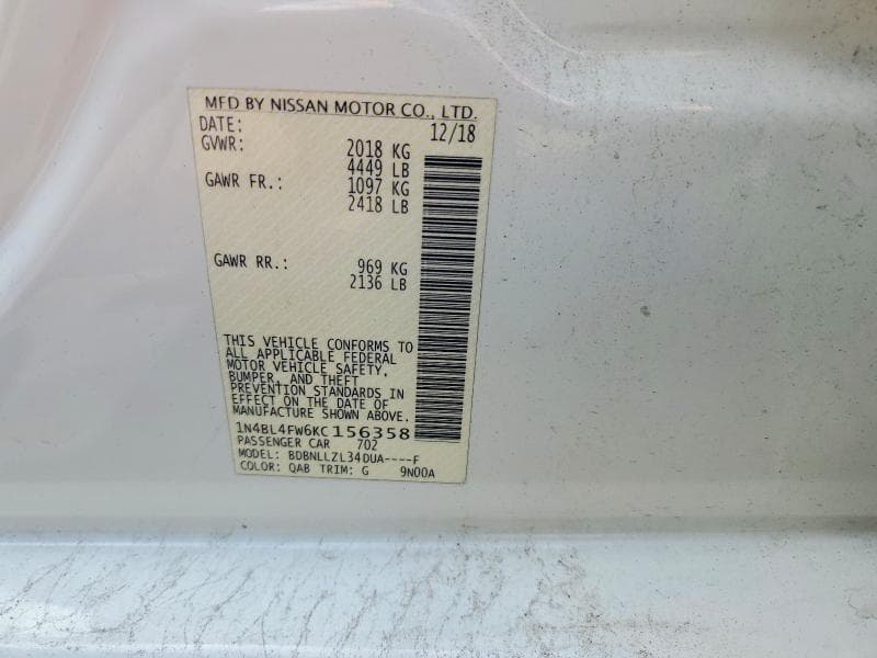 2019 NISSAN ALTIMA 2.5 PLATINUM 12