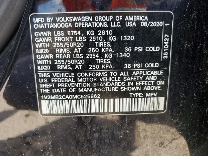 2021 VOLKSWAGEN ATLAS SE 13