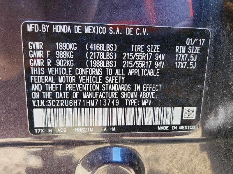 2017 HONDA HR-V EXL 13